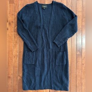 Navy Blue Womens Knit Open Long Cardigan Duster Sweater Size Medium
